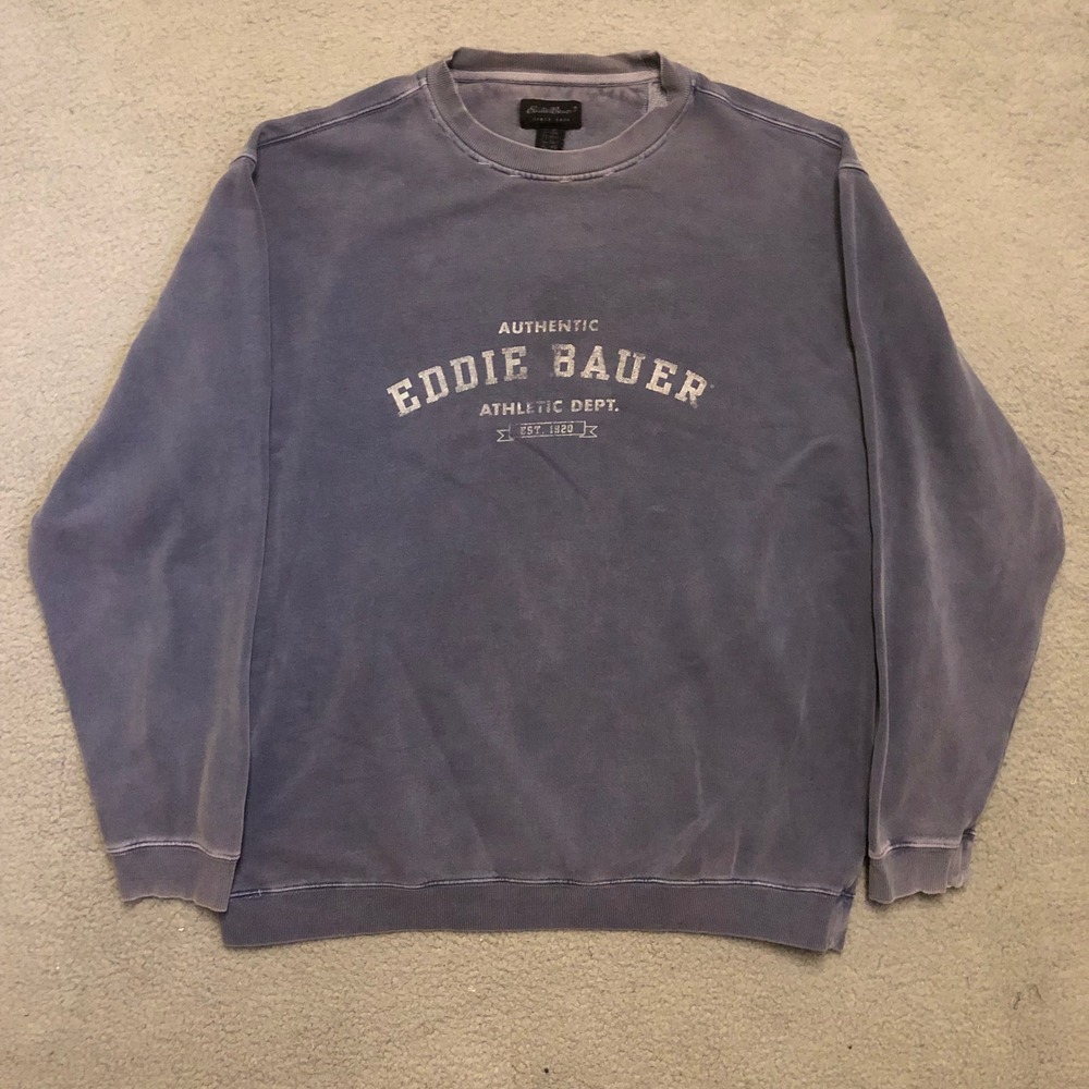 VTG Eddie Bauer Authentic Athletic Dept Pullover Sweatshirt Blue XL Tall 2XL
